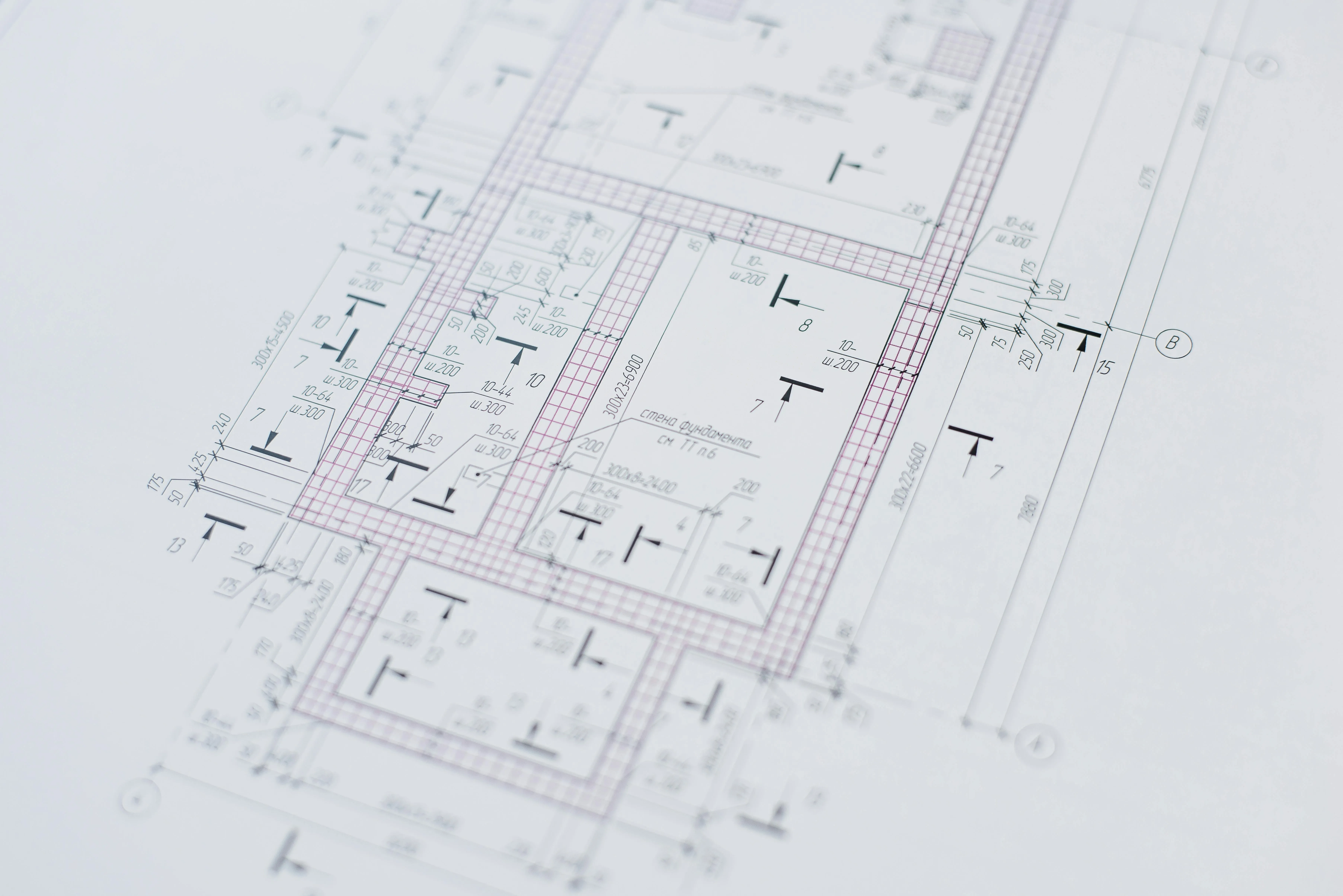 A blueprint of a building structure