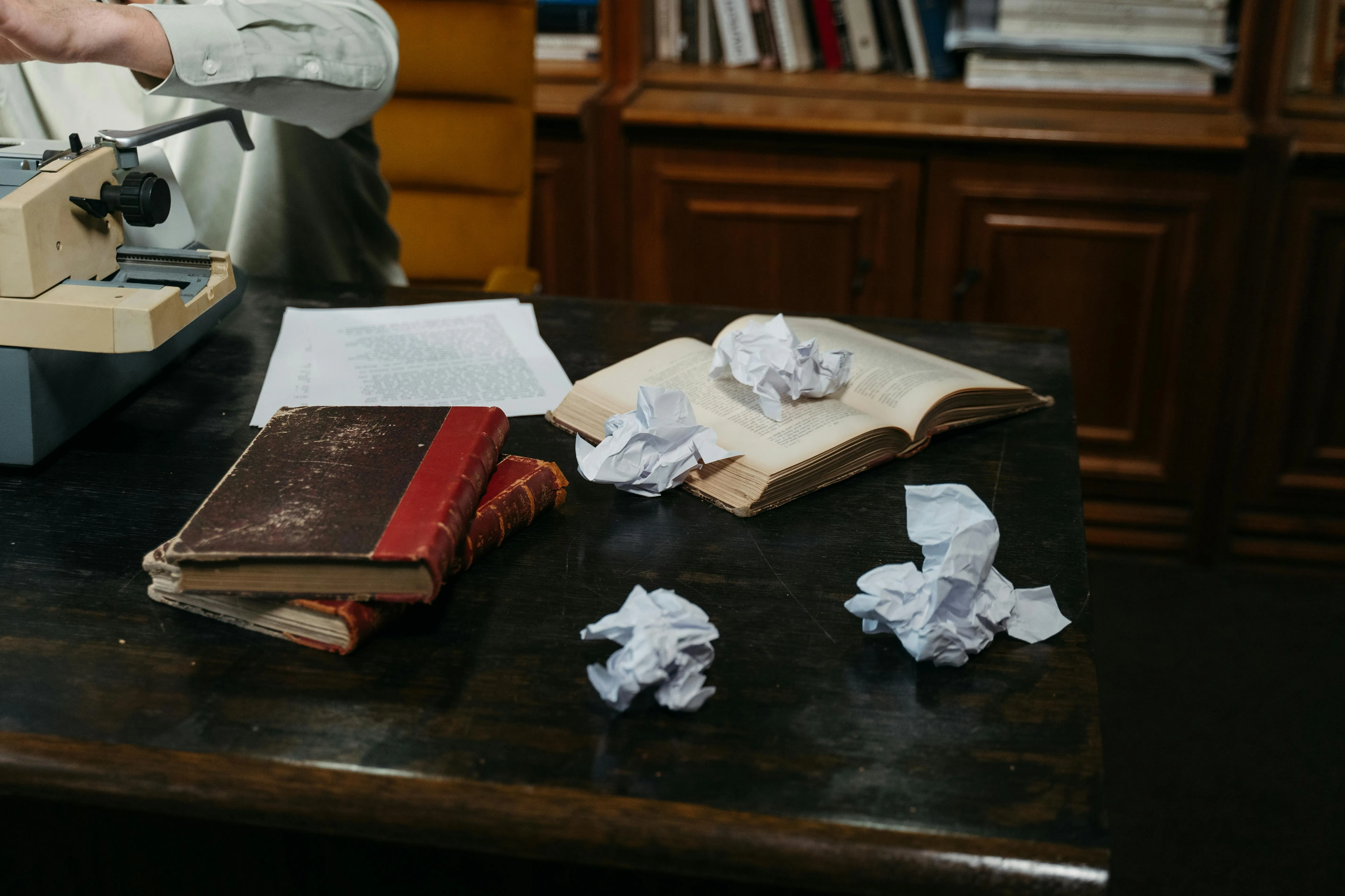 Crumpled paper balls on a desk